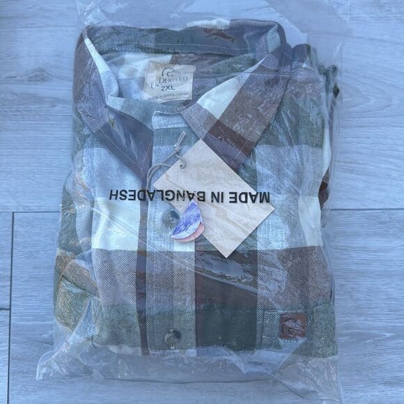 Duck Unlimited Plaid Flannel‎ Brown/Green/Grey/White Size 2XL Nwt - Picture 3 of 4